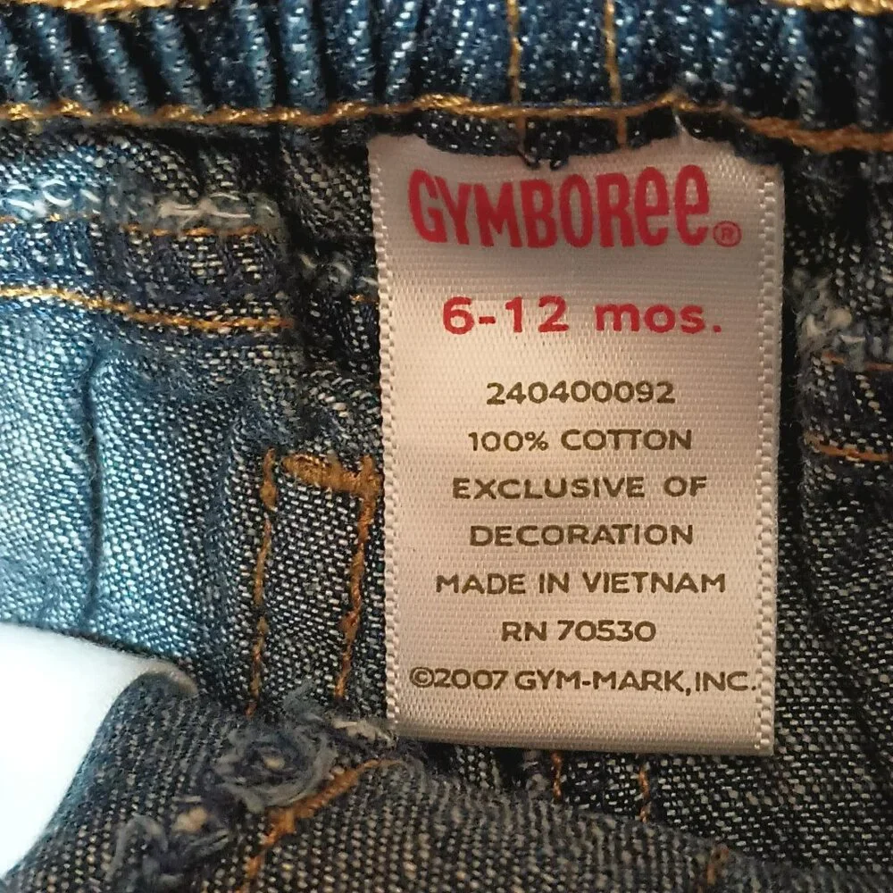 Gymboree Girls Embroidered Hawaiian Shorts 6-12m Denim Pull On Jean Cut Offs